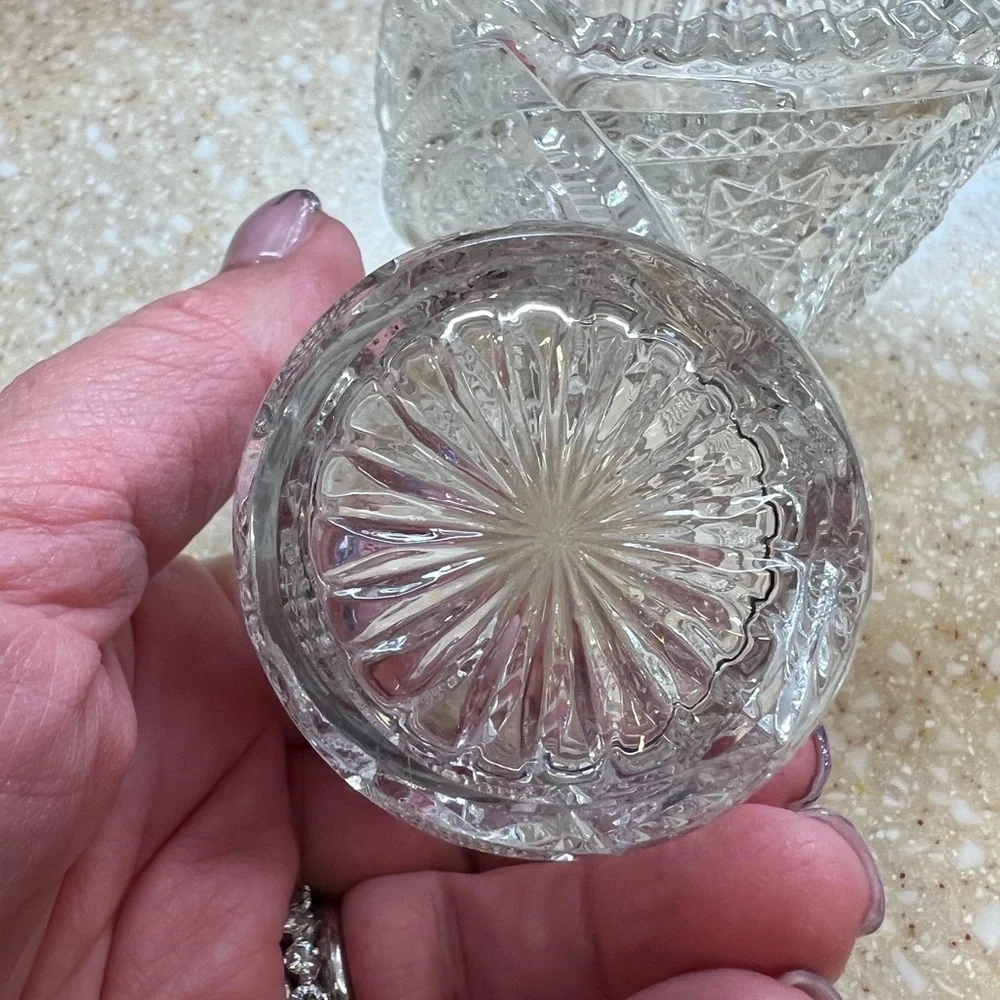 Vintage Clear Cut Glass Creamer and Toothpick Holder